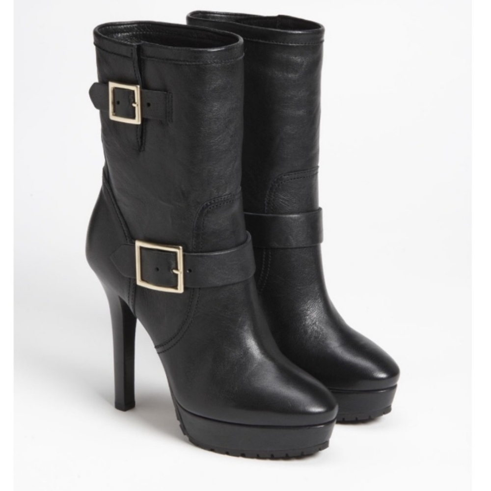 JIMMY CHOO DYLAN MOTO BIKER BOOT BLACK 39.5